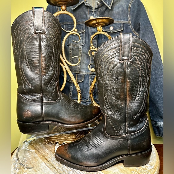 EUC Frye “Billy” Pull-on. RARE and Retired. Black Leather Brown Patina. Size 7 - Picture 8 of 14